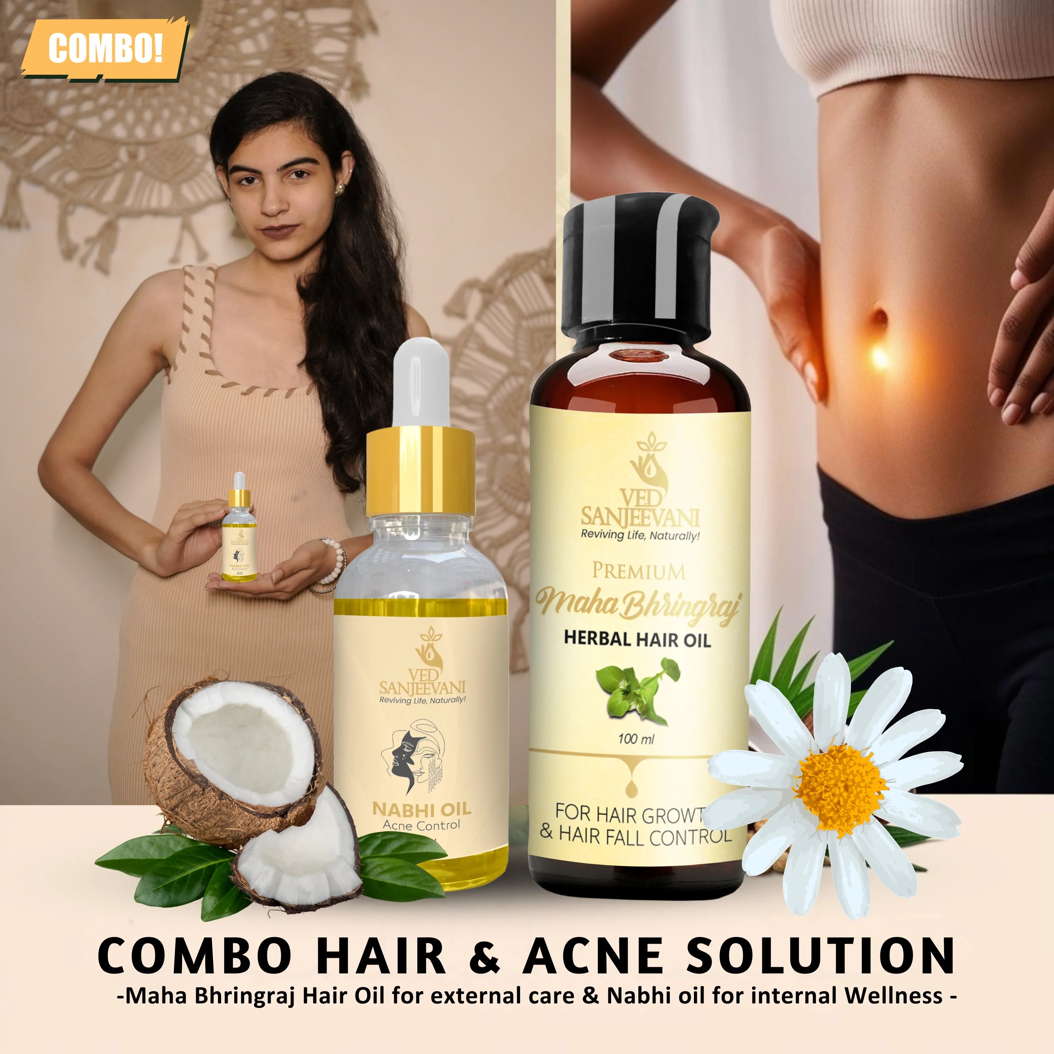 COMBO(Maha Bhringraj Hair Oil + Acne Control Navel Oil)