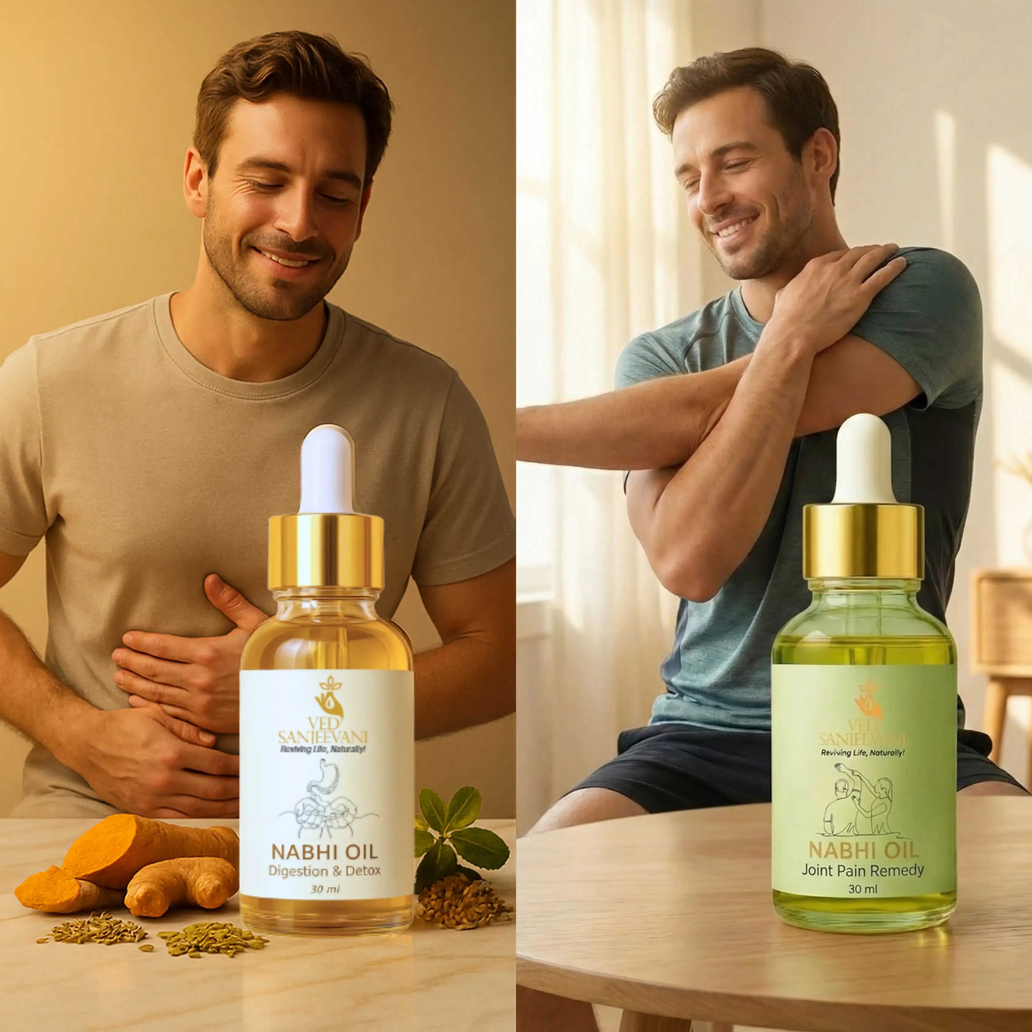 COMBO of Digestion Detox & Joint Pain Relief – Ayurvedic Navel Oils for Digestive Wellness & Joint Support