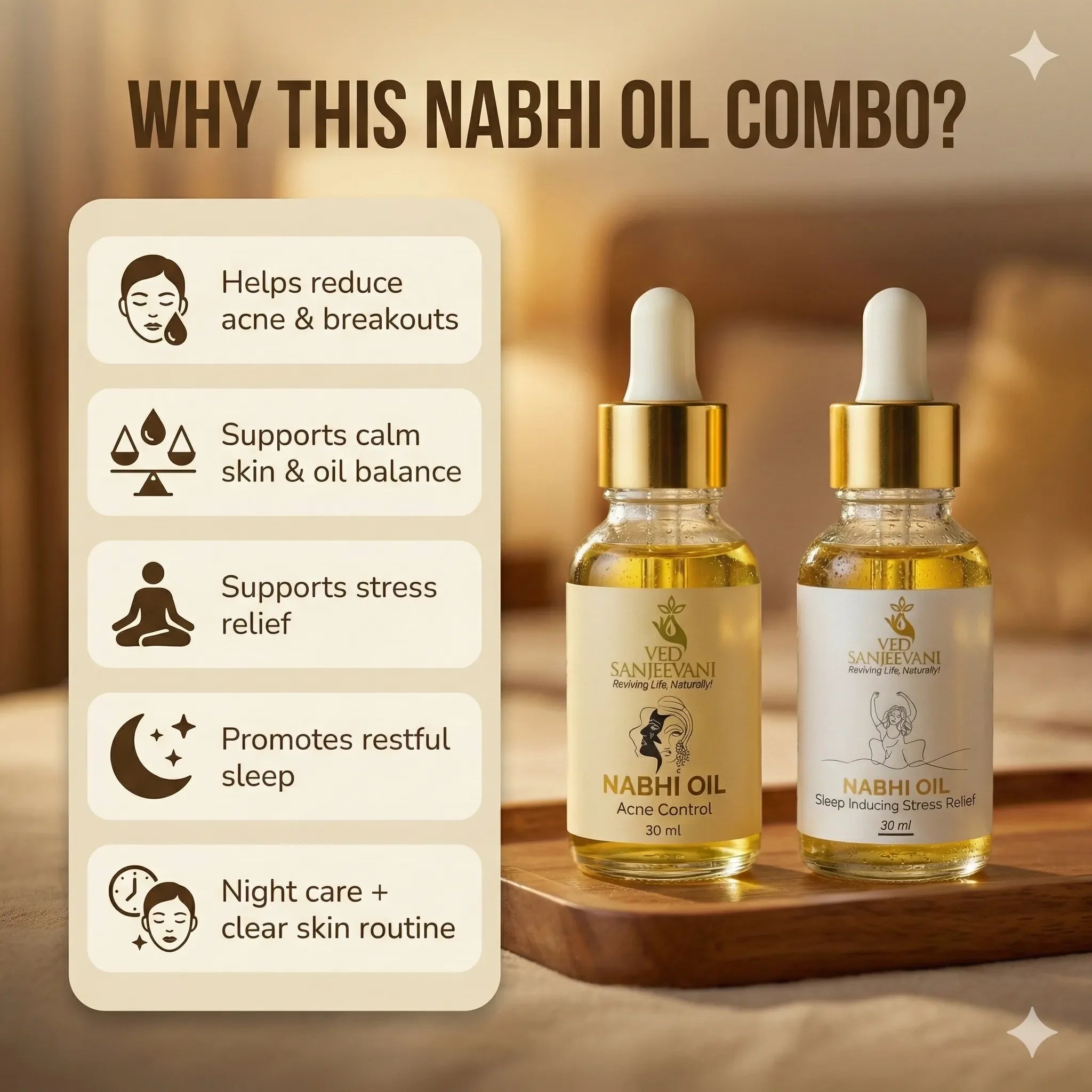 COMBO of Sleep Inducing & Acne Control – Ayurvedic Navel Oils for Restful Sleep, Calm & Clear Healthy Skin