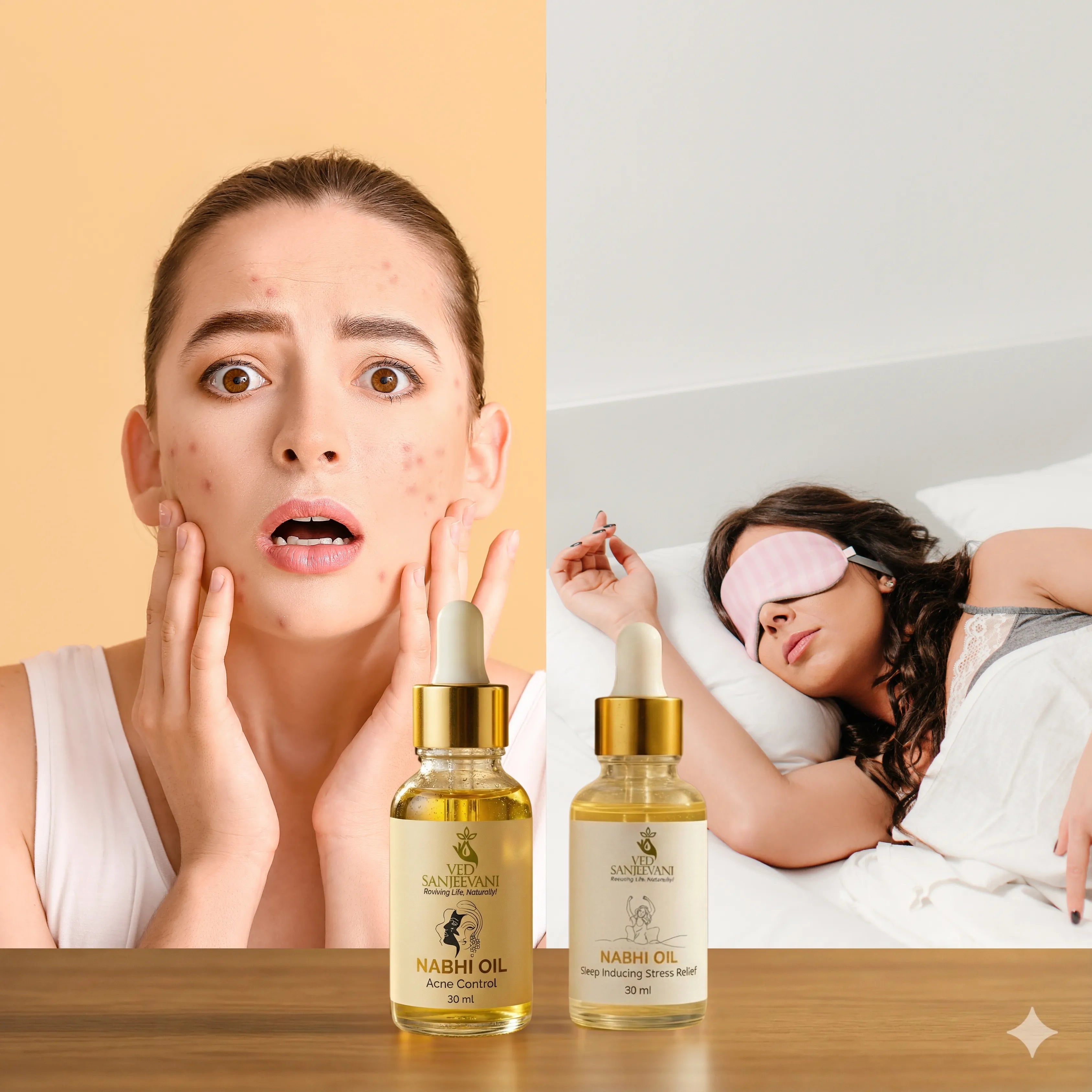 COMBO of Sleep Inducing & Acne Control – Ayurvedic Navel Oils for Restful Sleep, Calm & Clear Healthy Skin