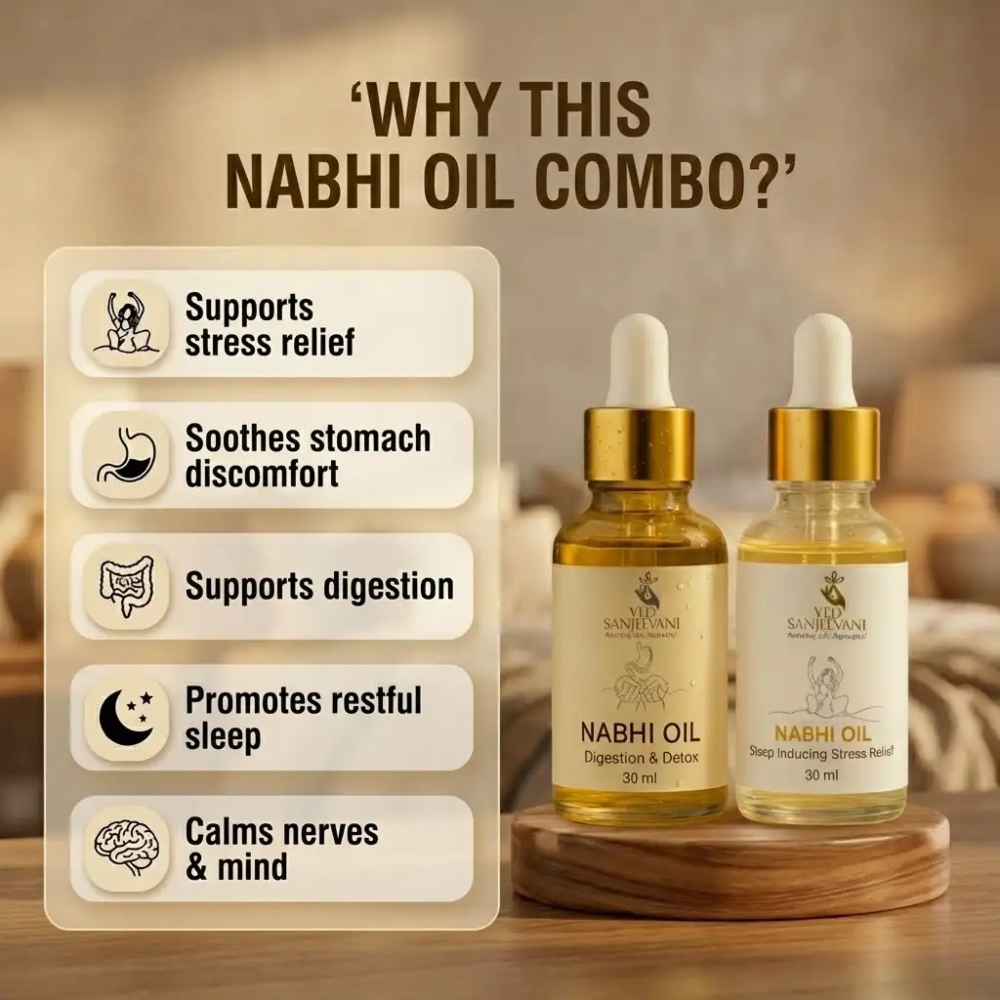 COMBO of Digestion Detox & Sleep Inducing– Ayurvedic Navel Oils for Digestive Wellness & Relaxation