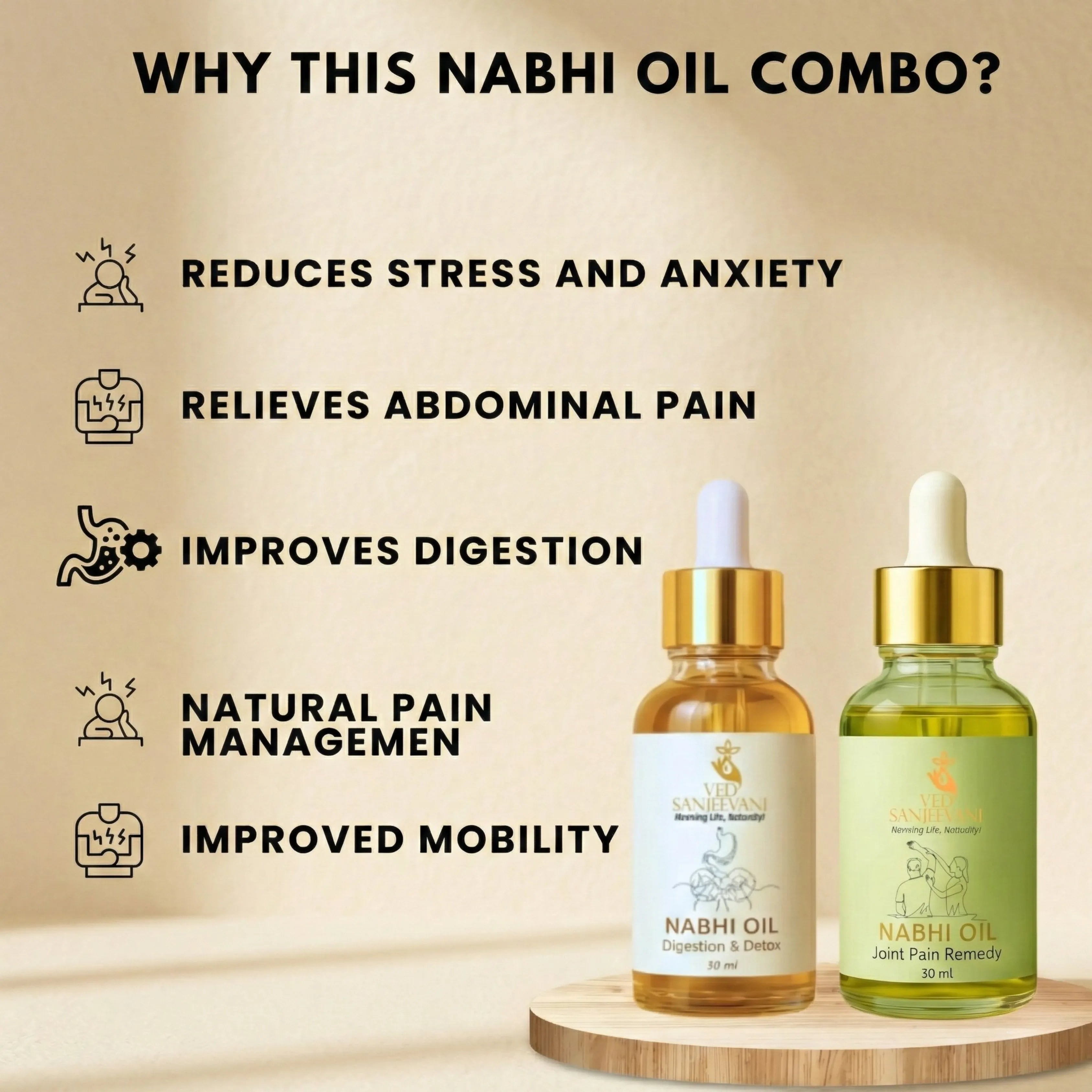 COMBO of Digestion Detox & Joint Pain Relief – Ayurvedic Navel Oils for Digestive Wellness & Joint Support