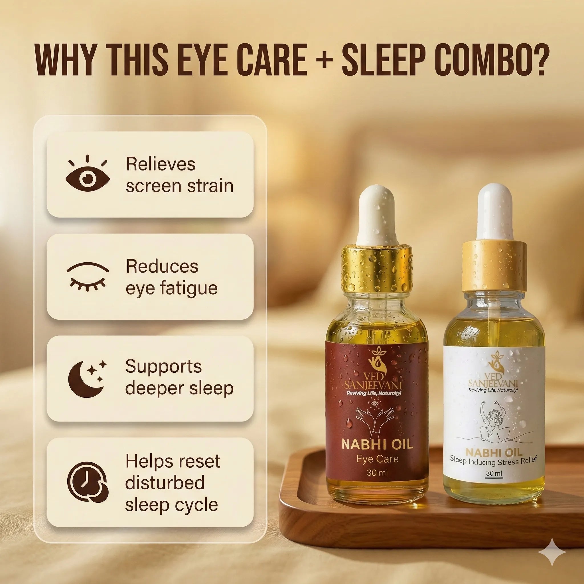 COMBO of Sleep Inducing & Eye Care – Ayurvedic Navel Oils for Restful Sleep, Calm & Visual Comfort