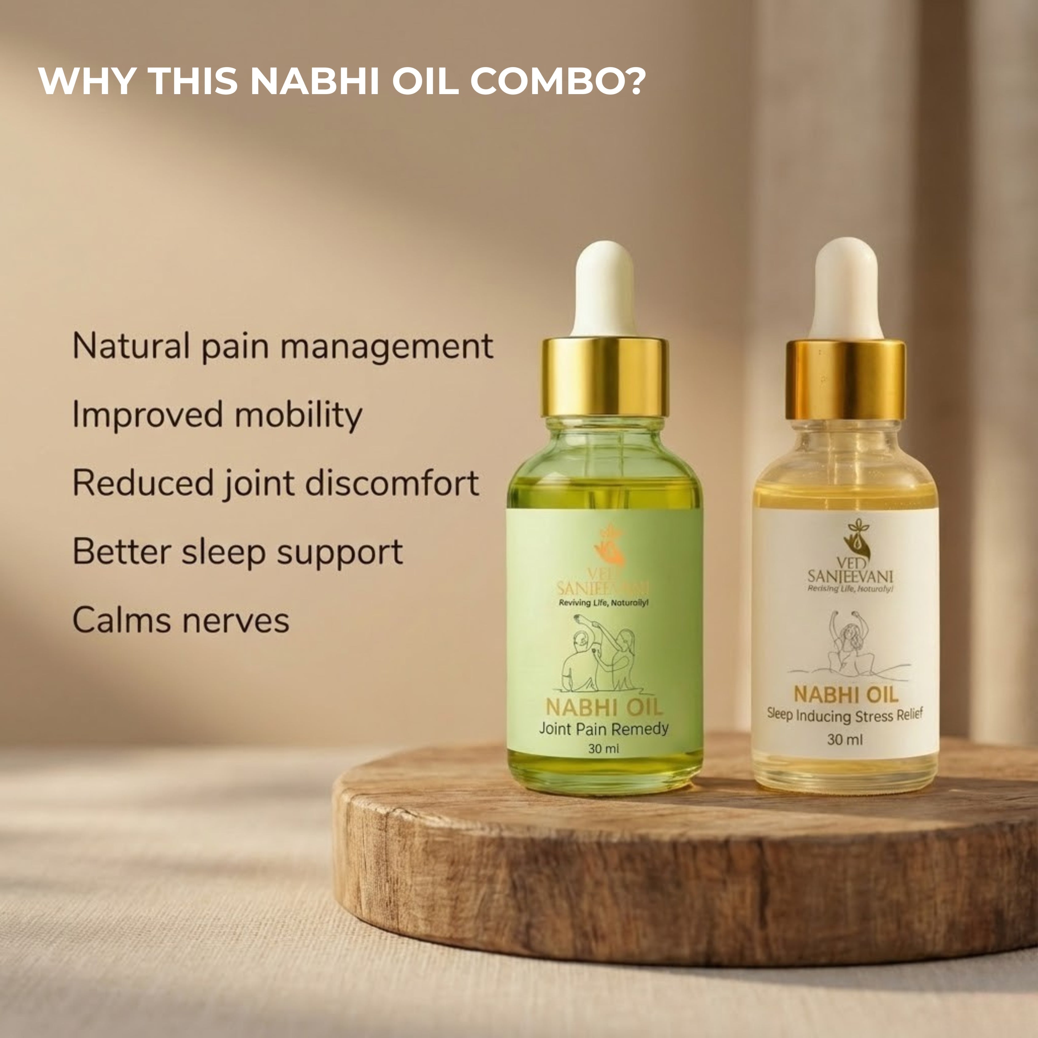 COMBO of Sleep Inducing & Joint Pain Relief – Ayurvedic Navel Oils for Restful Sleep, Calm & Joint Support