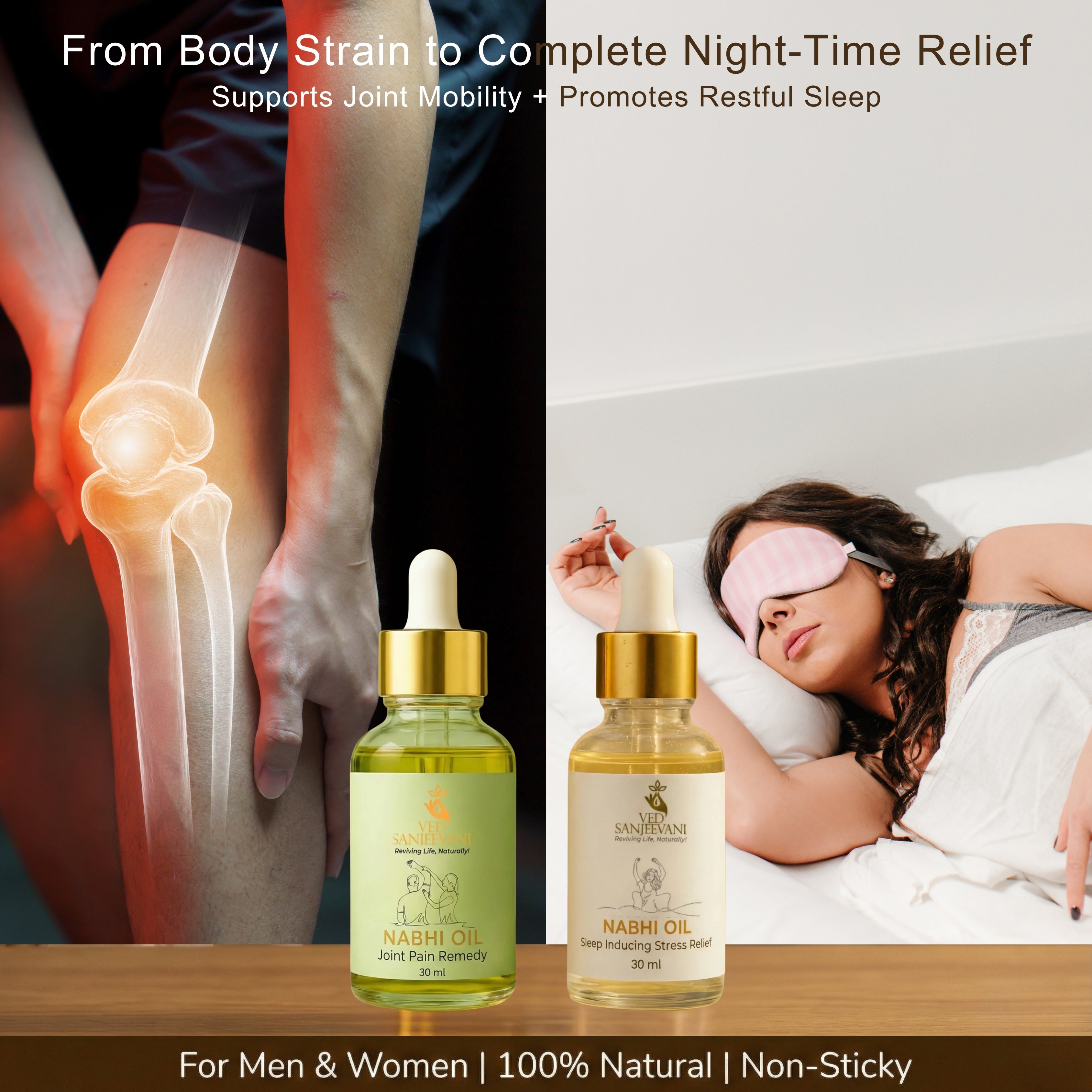 COMBO of Sleep Inducing & Joint Pain Relief – Ayurvedic Navel Oils for Restful Sleep, Calm & Joint Support
