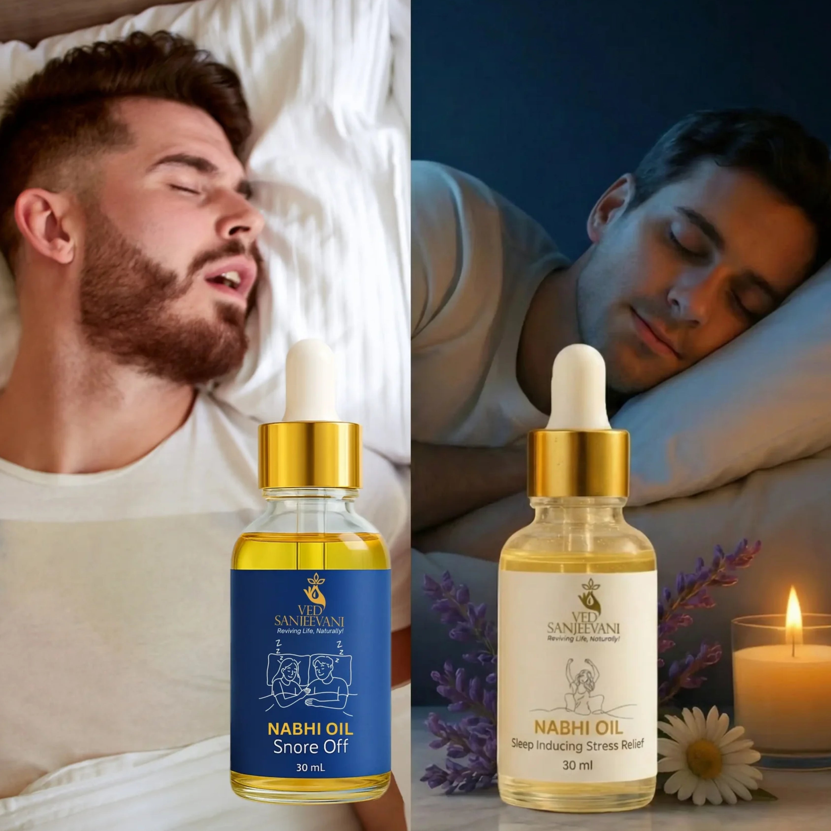 COMBO of Sleep Inducing & Snore Off – Ayurvedic Navel Oils for Restful Sleep, Calm & Breathing Support