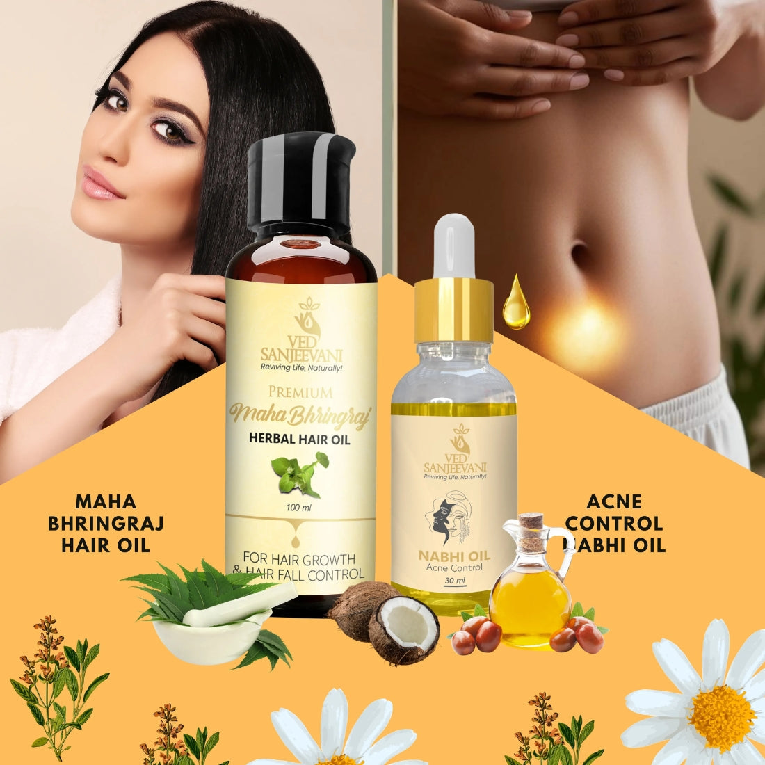 COMBO(Maha Bhringraj Hair Oil + Acne Control Navel Oil)